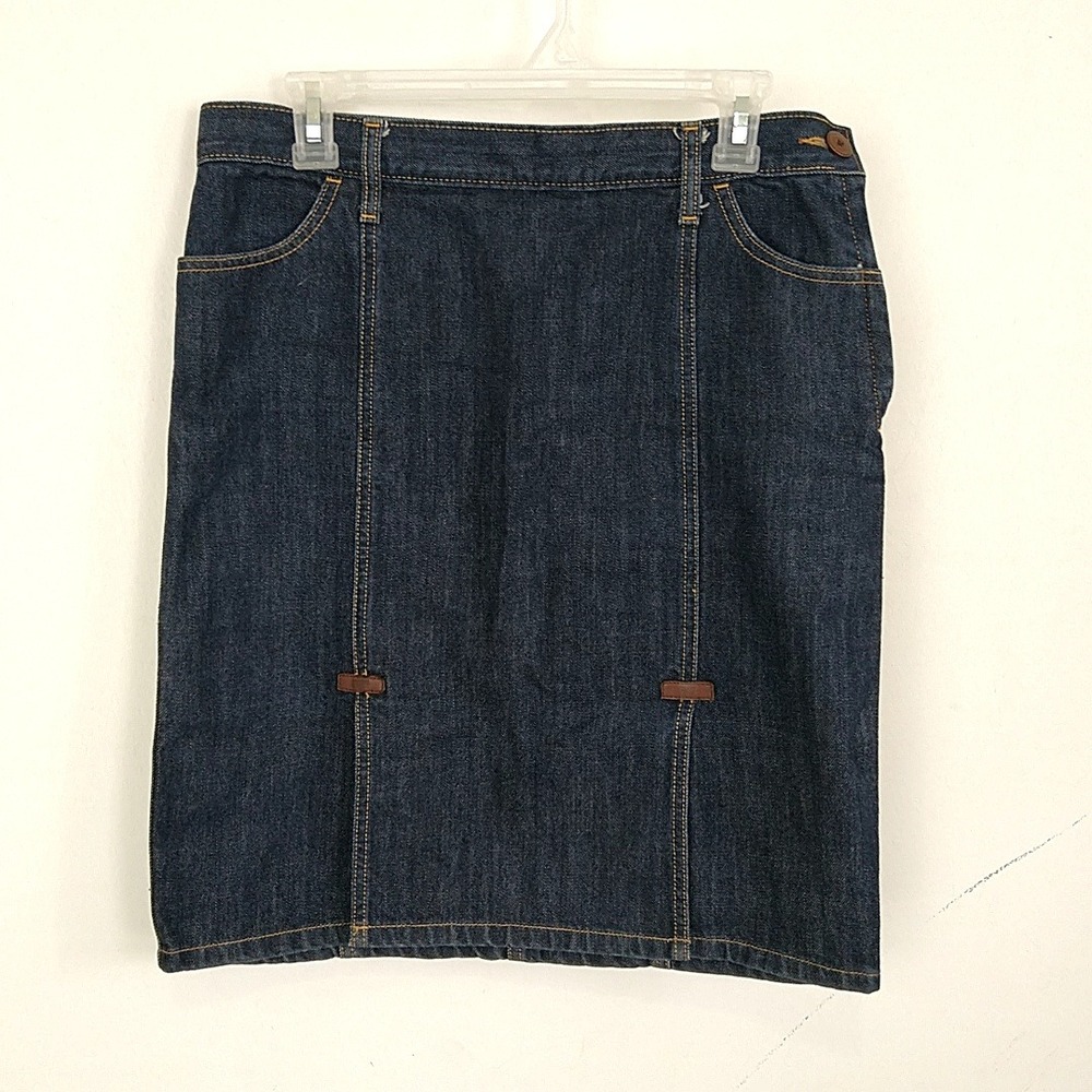 Gap Jeans Denim Skirt Womens 4 Dark Blue Pencil Knee Length Vertical Seams 1408